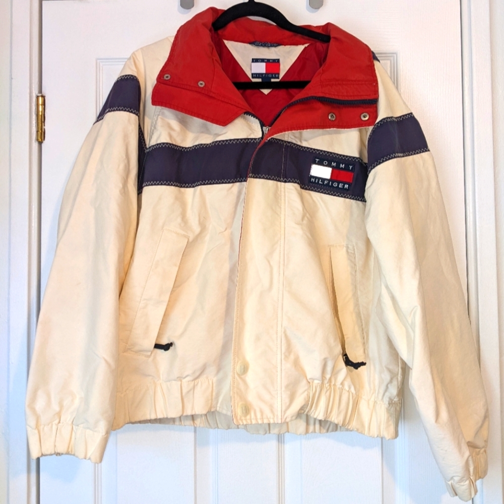 Vintage Tommy Hilfiger Jacket Puffy Men's Medium Red White Blue